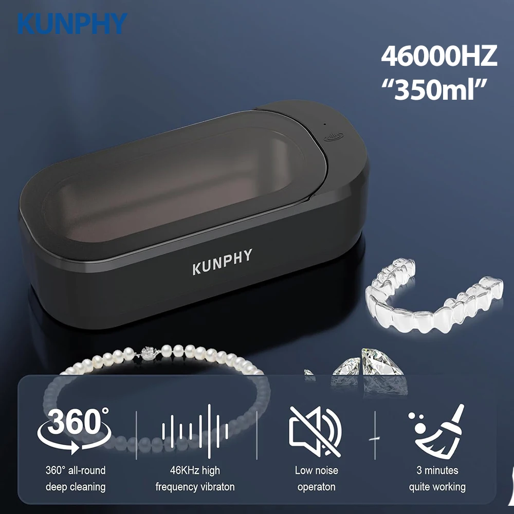 KUNPHY Ultrasonic Jewelry Cleaner 12oz 46KHz Professional Sonic Cleaner with One-Touch Operation Sonic Cleaner for Rings Glasses image 2