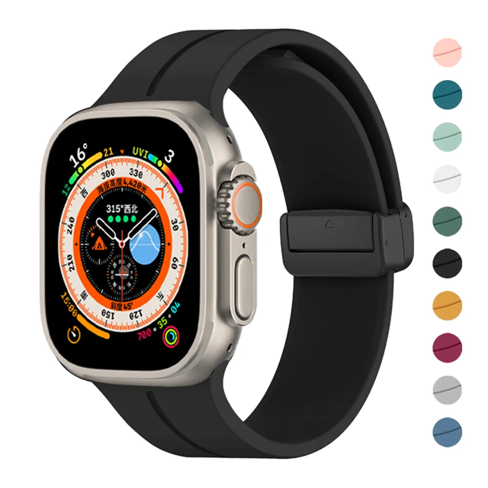Cinturino In Silicone Per Apple Watch Series 9 7 8 Se 6 5 3 44Mm 40Mm 45Mm 41Mm 42Mm 45Mm Correa Bracciale Apple Watch Ultra Band 49Mm