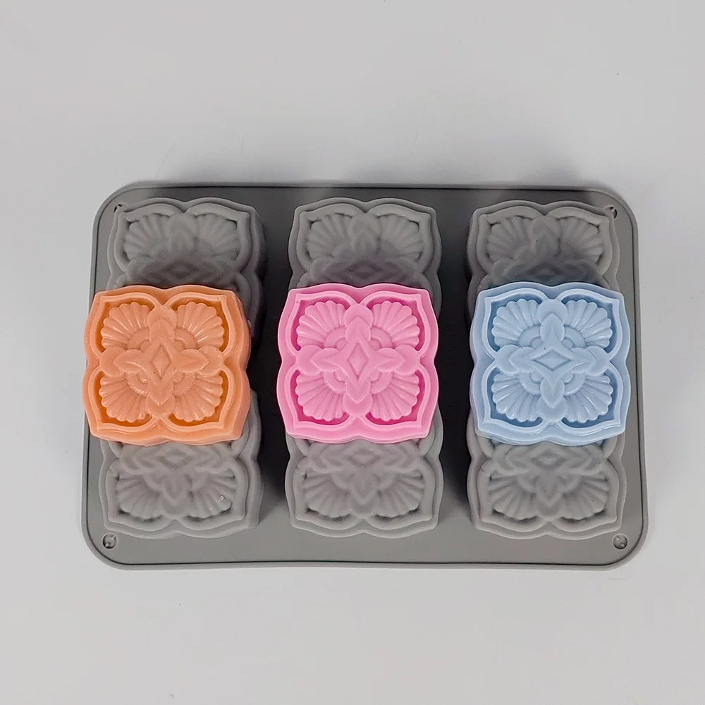 6-Cavity European Retro Floral Handmade Soap Mold DIY Chocolate Biscuit Mousse Cake Making Tool Aromatherapy Soap Candle Molds
