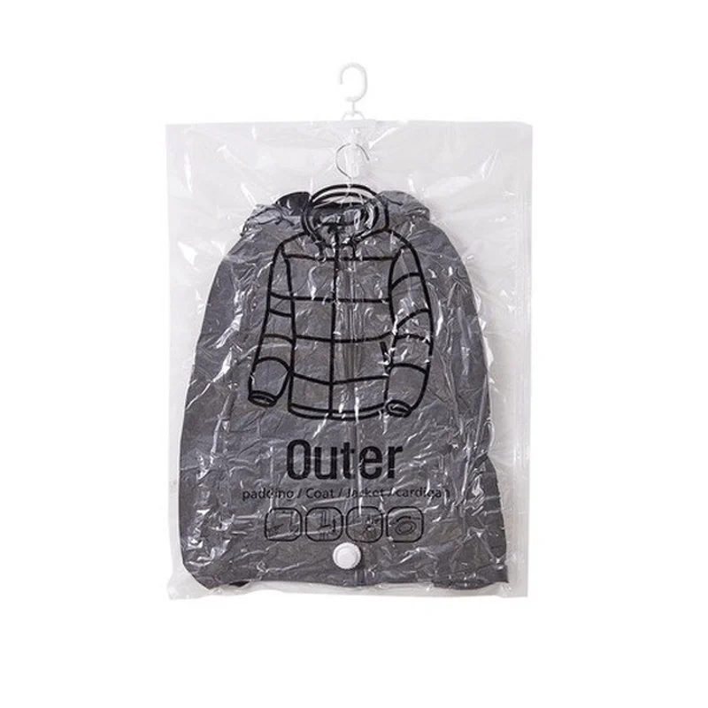 

Vacuum Compression Storage Bag with Hook for Down Jacket Reusable Quilt Organizer Save Space Waterproof Can be Hung Storage Bags