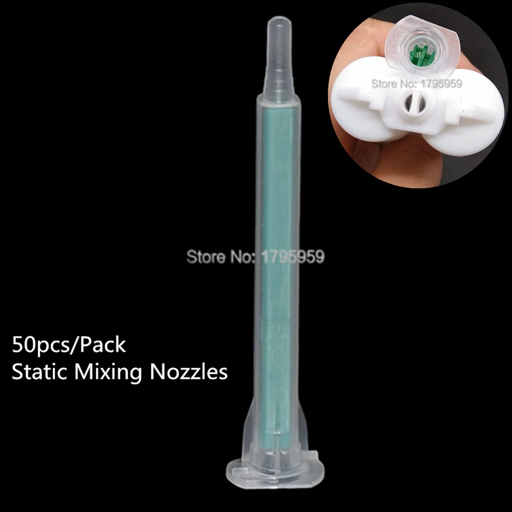 50pcs Mixing Nozzles Epoxy Resin AB Glues Static Mixer 83mm Mixing Tube for 50ml Two Component Adhesives 1:1 AB Glues Cartridges