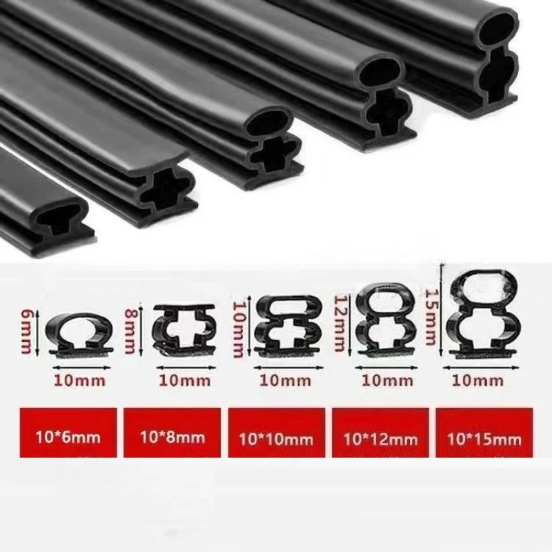 6meter Silicone Rubber Sealing Strip Crash 10x6/8/10/12/15mm Soundproof Door Thong Strip Security Door/ Window Sealed Slot Type