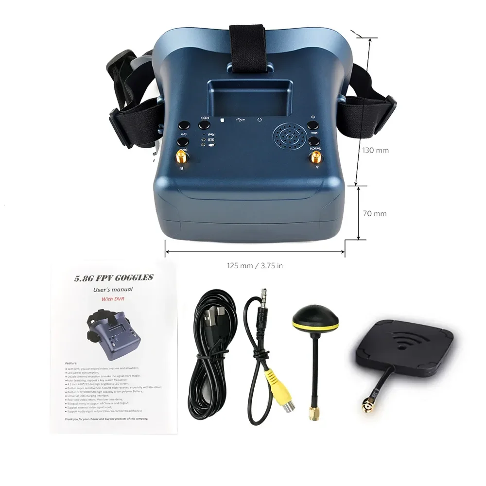 Casque FPV 4.3" 800x480 DVR Diversité 40CH EV800D