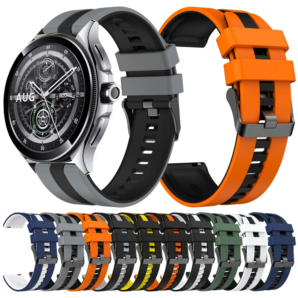 Two-Tone Sport Silicone Strap - 22mm Wristband Bracelet