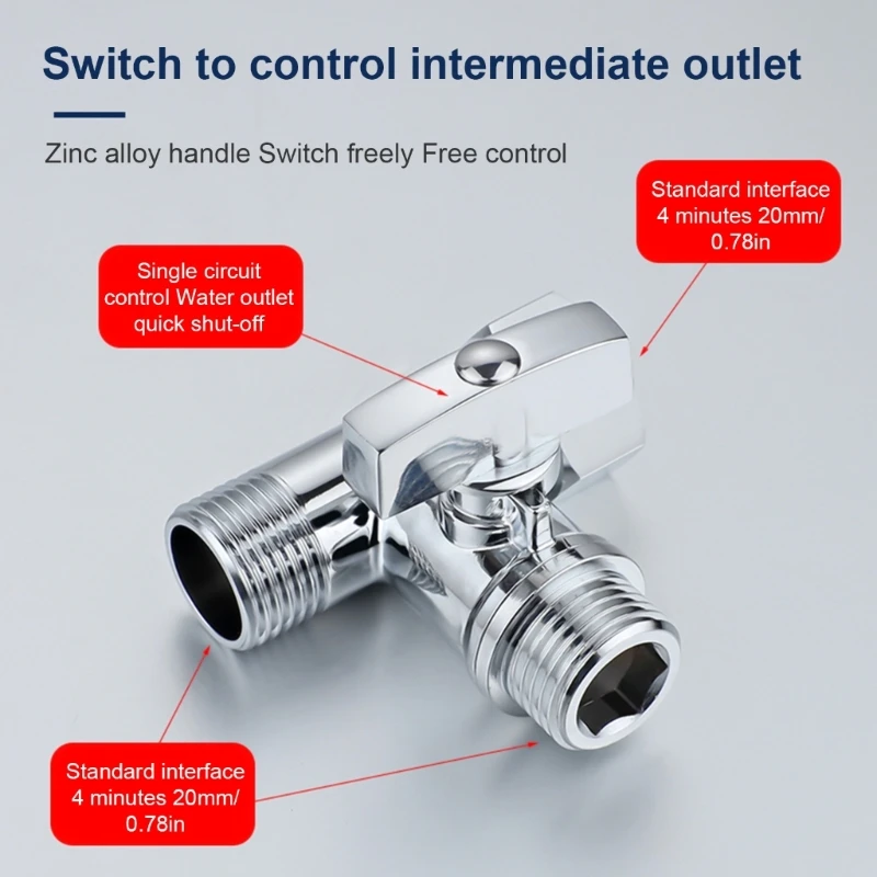 1/2 X 1/2 X 1/2'' Tees Stop Valves 3 Way Diverters Connector Toilet T Adapter for Dishwasher Washing Machine Easy to Use