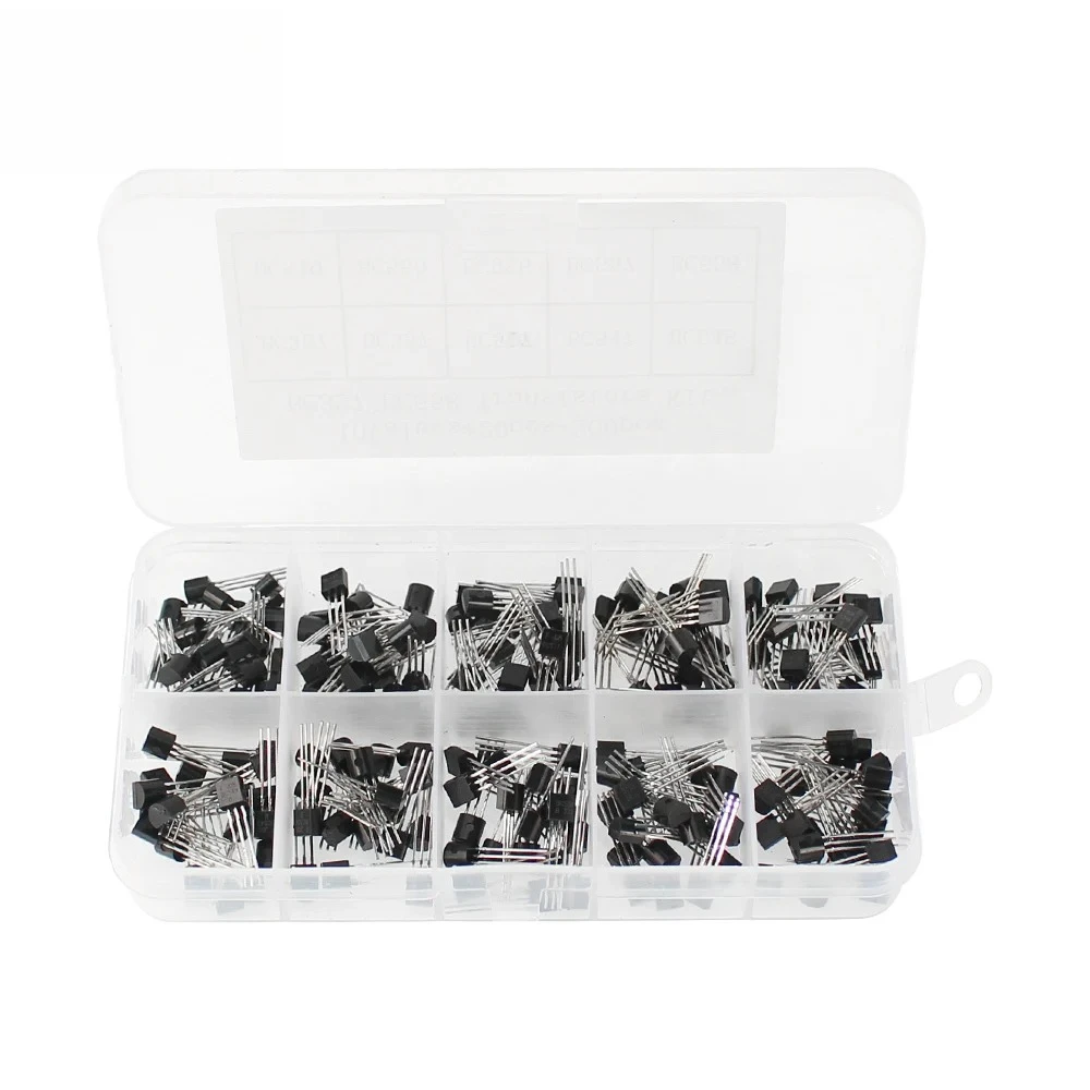 200/480/600/840PCS Transistor TO-92 Transistors Kit BC547 BC327 BC337 2N2222 3904 3906 C945 PNP/NPN Transistors with Box