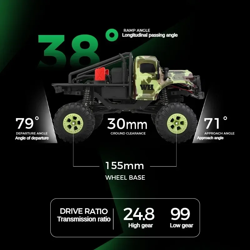 WL New 1/18 184021 RC Car Electric Camouflage Climbing Car 4WD High Speed Climbing Off-road Vehicle Rc Cars for Adults 3