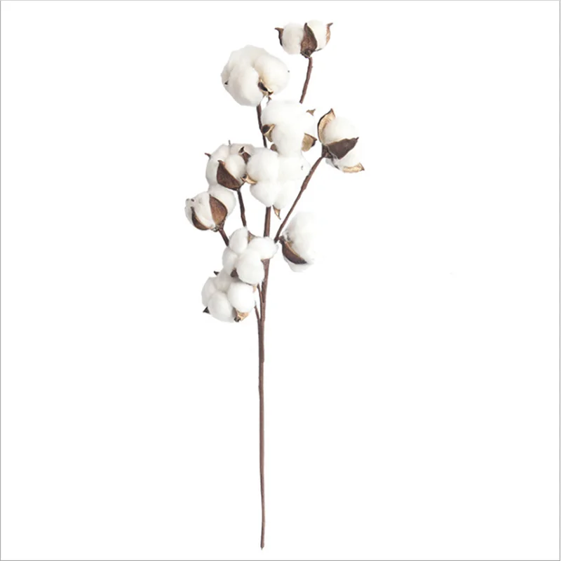 Naturally Dried Cotton Artificial Plants Floral Branch Vases Wedding Garden Party Decorations Fake Flowers Home Gift Decor