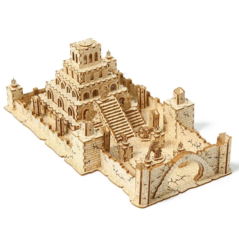 

3D Wooden Puzzle Ruins House Model Kit Handmade DIY Assembly Educational Toy Jigsaw Model Building Kits for Kids Adults