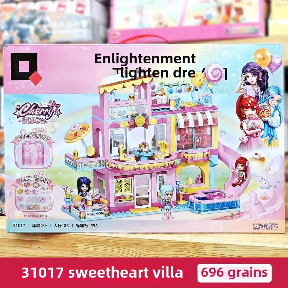 Keeppley Building Block Sweetheart Villa Tabletop Ornament Assembled Toy Shiny Jelly Cart Flower Sea Afternoon Tea Gifts