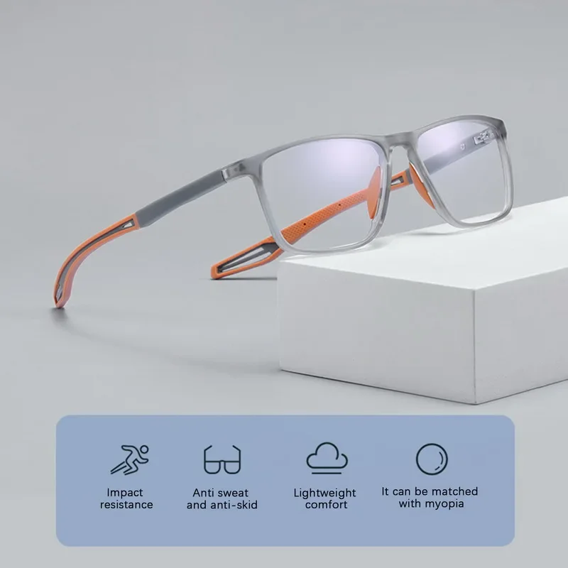 Unisex Ultralight Silicone TR Sports Myopia Anti Blue Light Men Basketball Anti-Shedding Prescription Eyeglasses