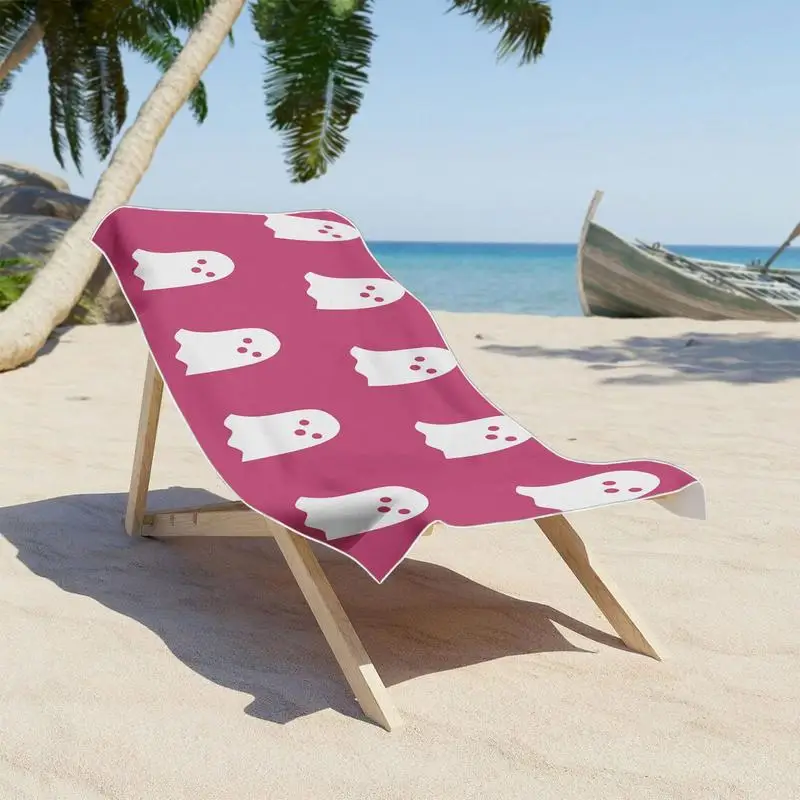 Pink ghost bathroom towel 59x29 Inch Halloween beach towel double-stitched super-absorbent quick-dry