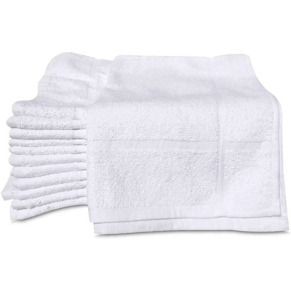 12 Pack White Cotton Blend Bath Mats Quick Drying