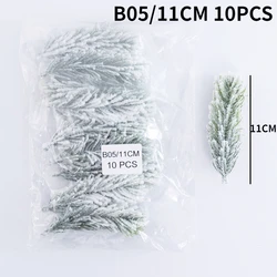 Set of 10/20 Artificial Pine Needle Branches for Floral Arrangements and Christmas Decorations (White B05 11cm 10PCS)