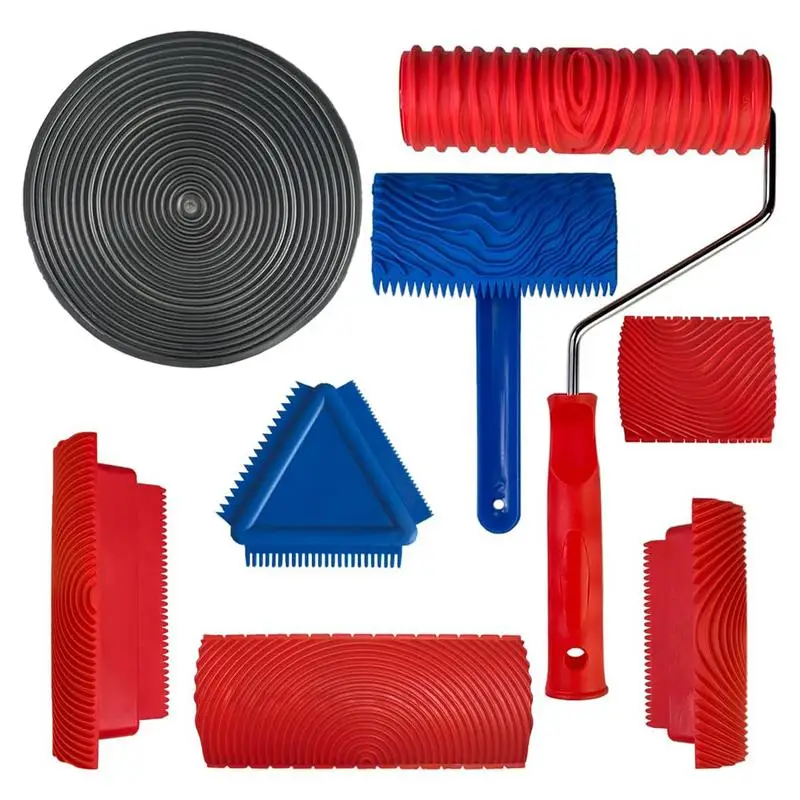 Wood Grain Tool 8Pcs/Set Wood Grain Paint Roller Soft Rubber Graining Tool Paint Look Like Clear Texture Pattern