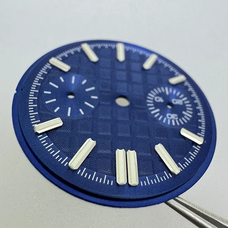 30,5 mm kein Logo Vk64 Zifferblatt 2 Augen Gitter Dual Scale grün leuchtendes Zifferblatt neues Tagebuch Zifferblatt für VK64 Uhrwerk modifizierte Reparatur – Detail 5