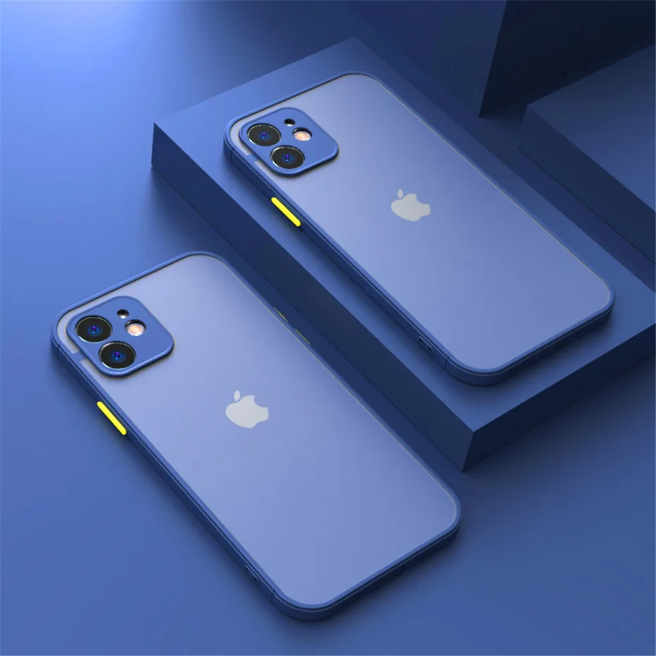 Shockproof Armor Matte Case For iPhone 11 12 13 Pro Max X XS XR 7 8 Plus SE Mini Luxury Silicone Bumper Clear Hard PC Cover Capa case iphone 12 pro max