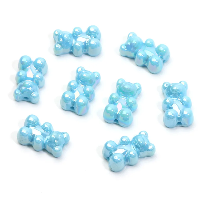 20 Stück 11x18mm glänzende süße Bärenperlen Macaron AB Acryl Spacer Perlen für Schmuckherstellung DIY Armband Halskette Schlüsselanhänger Charm – Detail 9