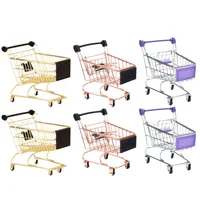 6 Pcs Shopping Cart Mini for Kids Carts Groceries Toddlers Desktop Makeup Sponge Holder Grocery Toys 1-3 Child 2