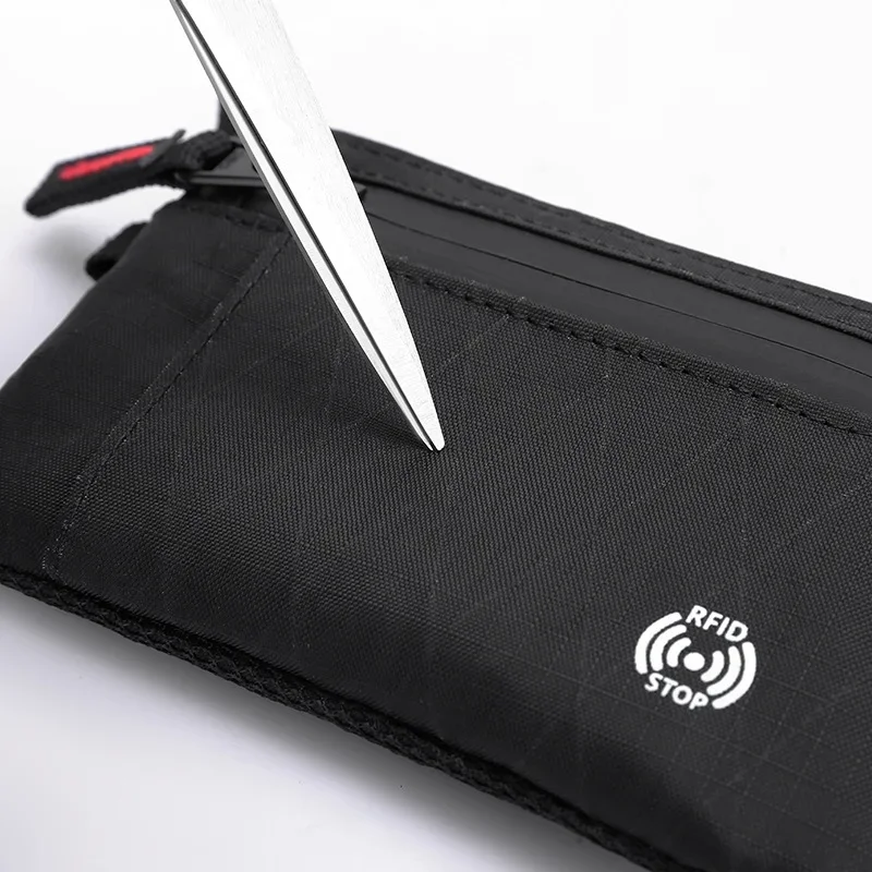 Nylon RFID Men's Credit Card Holder Luxury Nylon Slim Wallets With Carabiner Key Card Case Money Bag Coin Purse With Keychain