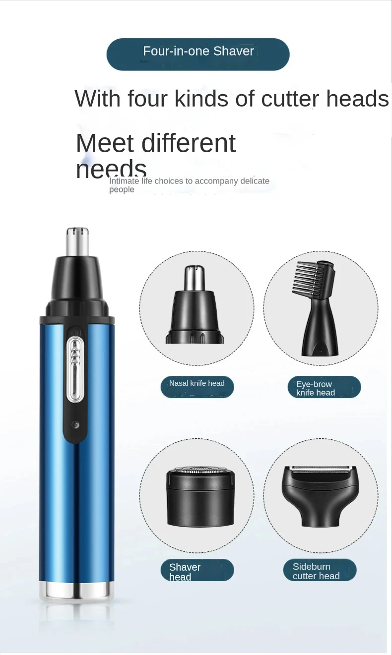 Portable 4 in 1 Multifunctional Nose Hair Trimmer Body Hair Clipper Eyebrow Trimmer Shaving Machine for Man Razor Waterproof