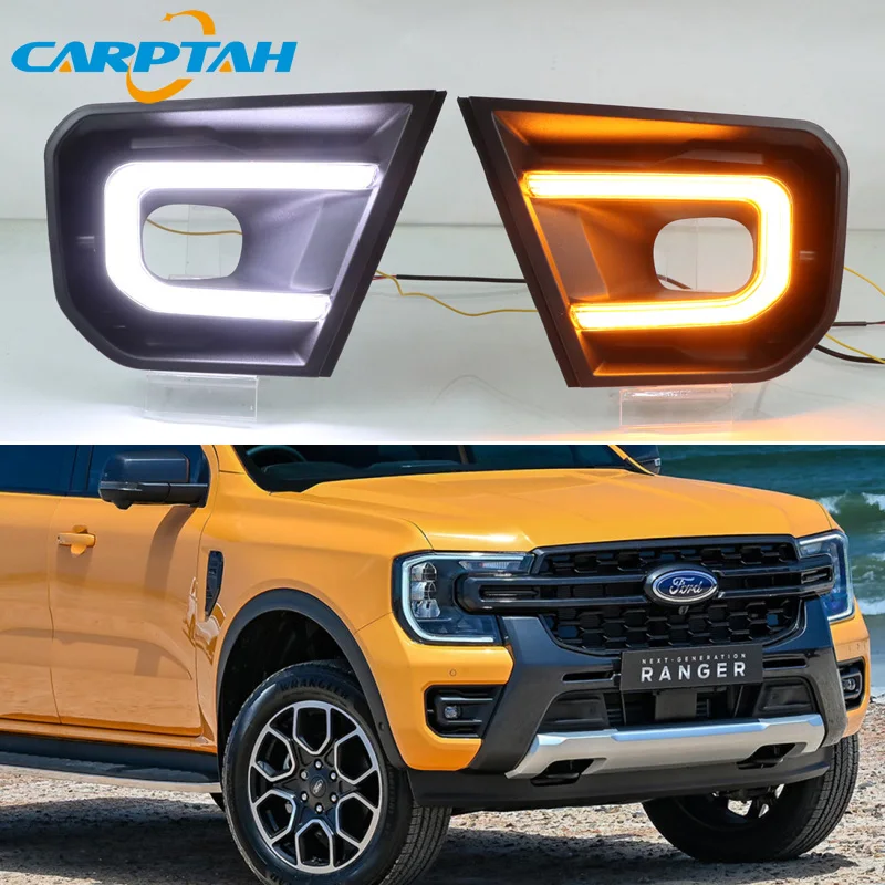 Luce Di Marcia Diurna A Led Per Ford Ranger Wildtrak 2022 2023 Impermeabile 12V Dynamic Yellow Indicatore Di Direzione Lampada Paraurti Led Drl