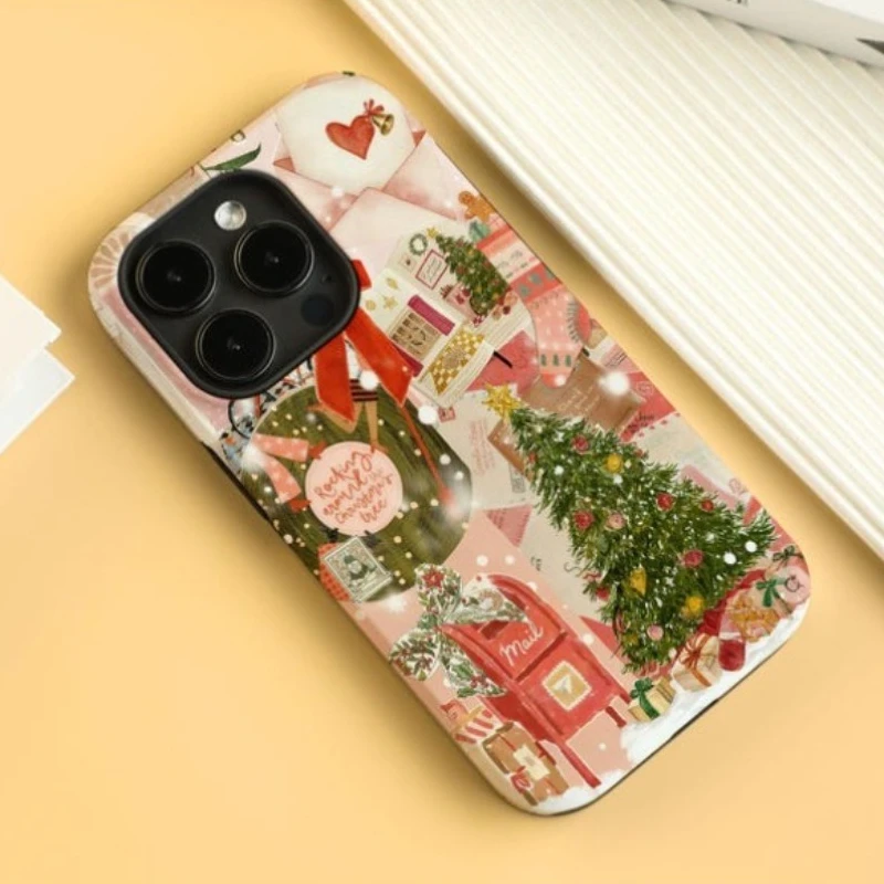 Festive Magnetic Shockproof Acrylic Phone Case - Christmas Collage Design