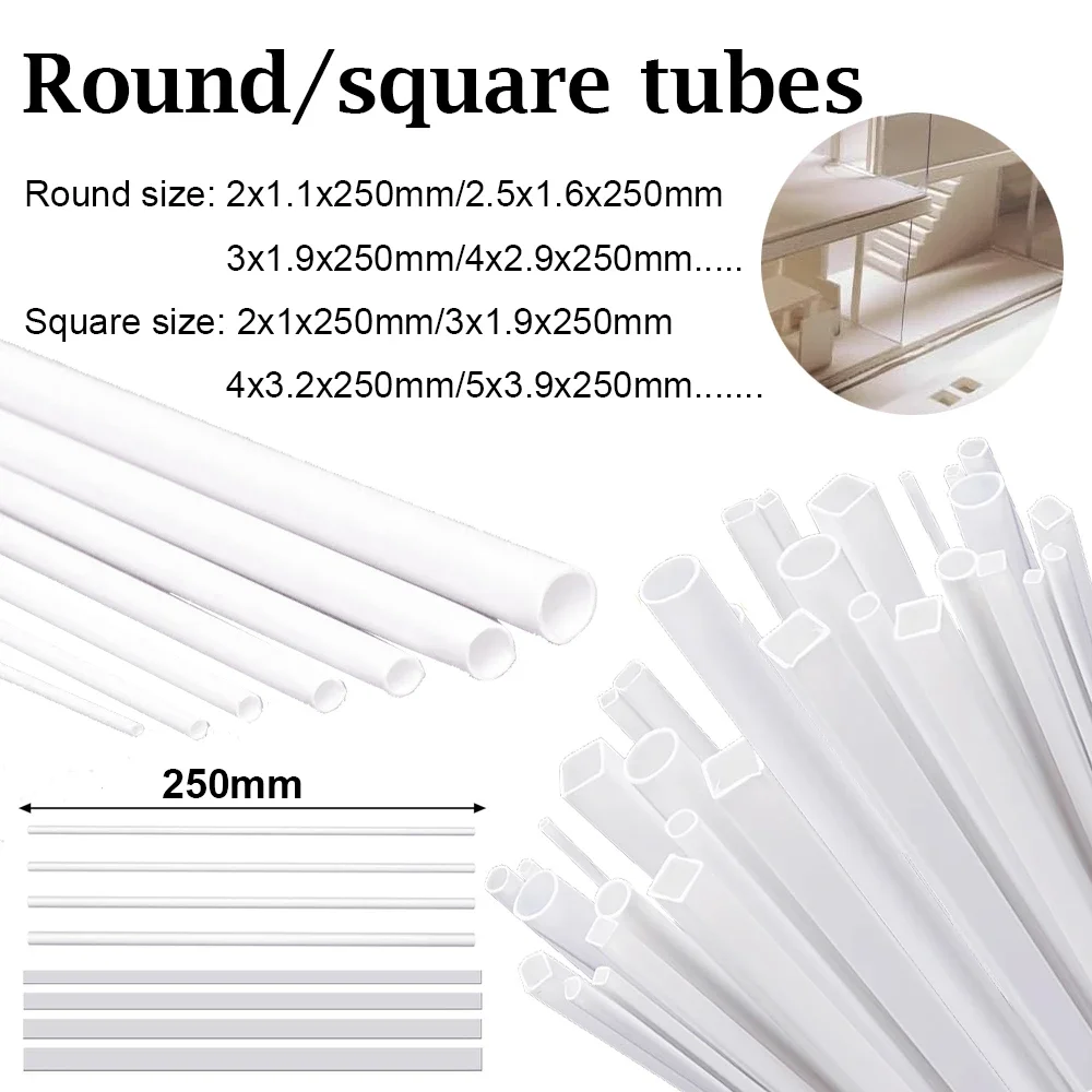 Plastic Tube 5pcs ABS plastic square tube hollow pipe round plastic pipe hollow for fish tank aquarium garden irrigation watering