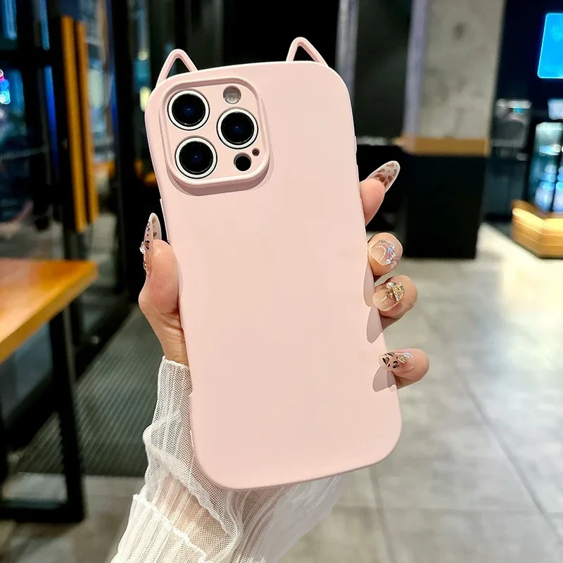 Adorable 3D Ears Clear Phone Case with Cartoon Rilakkuma Pendant TPU Cover