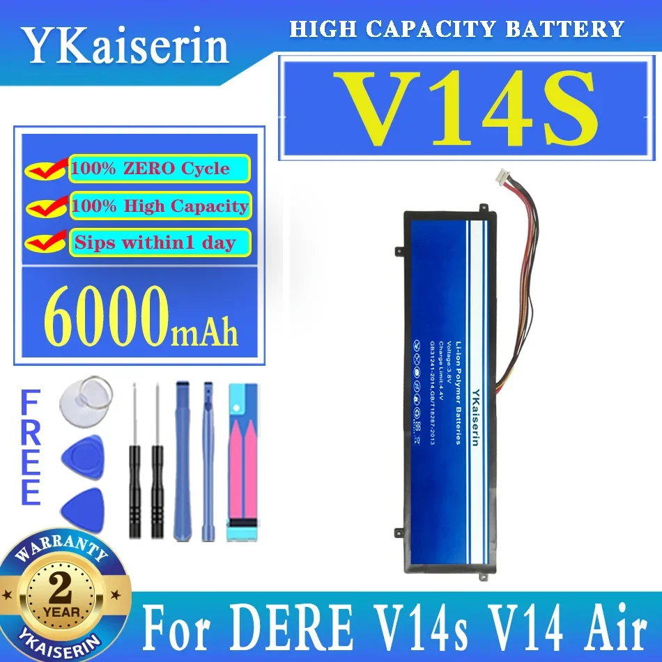 

Аккумуляторная батарея ykaisin 6000 мАч для DERE V14s V14 Air Notebook 10 PIN 8 Wire Plug ноутбук батарея