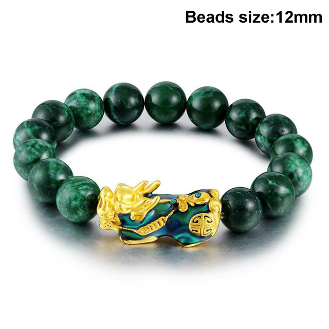 Natural Stone Bracelet Men Women Chinese Feng Shui Pi Xiu Obsidian Wristband Gold Wealth and Good Luck  Women Bracelets