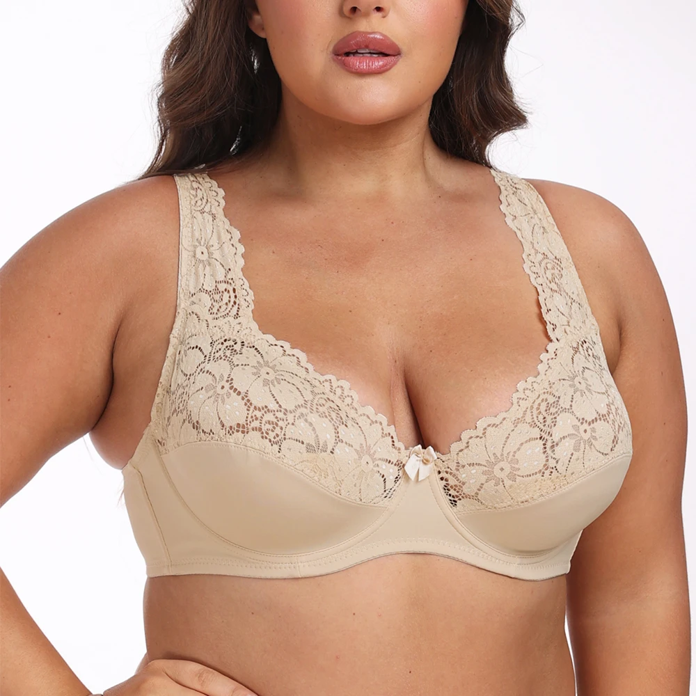 Bras For Womens Lingerie Top Female Lace Bra Underwire Plus Size Brassiere Perspective Sexy Underwear B C D DD E F Cup 5