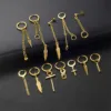 BONISKISS 12pairs Men Women Stainless Steel Cross Chain Feather Spike Rivet Ball Hoop Earrings Drop Dangle Huggied Ear Studs Set 5