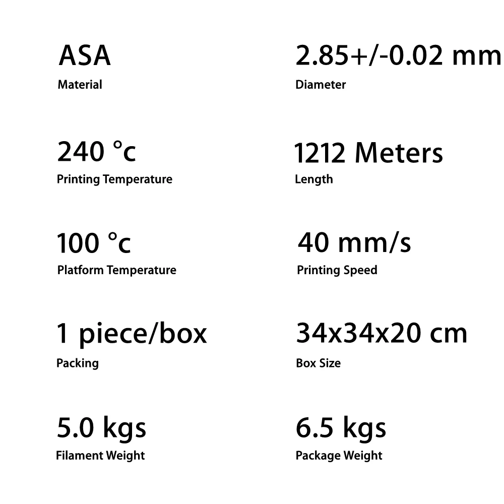 레오플라스 2.85mm ASA 필라멘트 5kg/롤 FDM 3D 프린터 펜 소모품 프린팅 플라스틱 재료