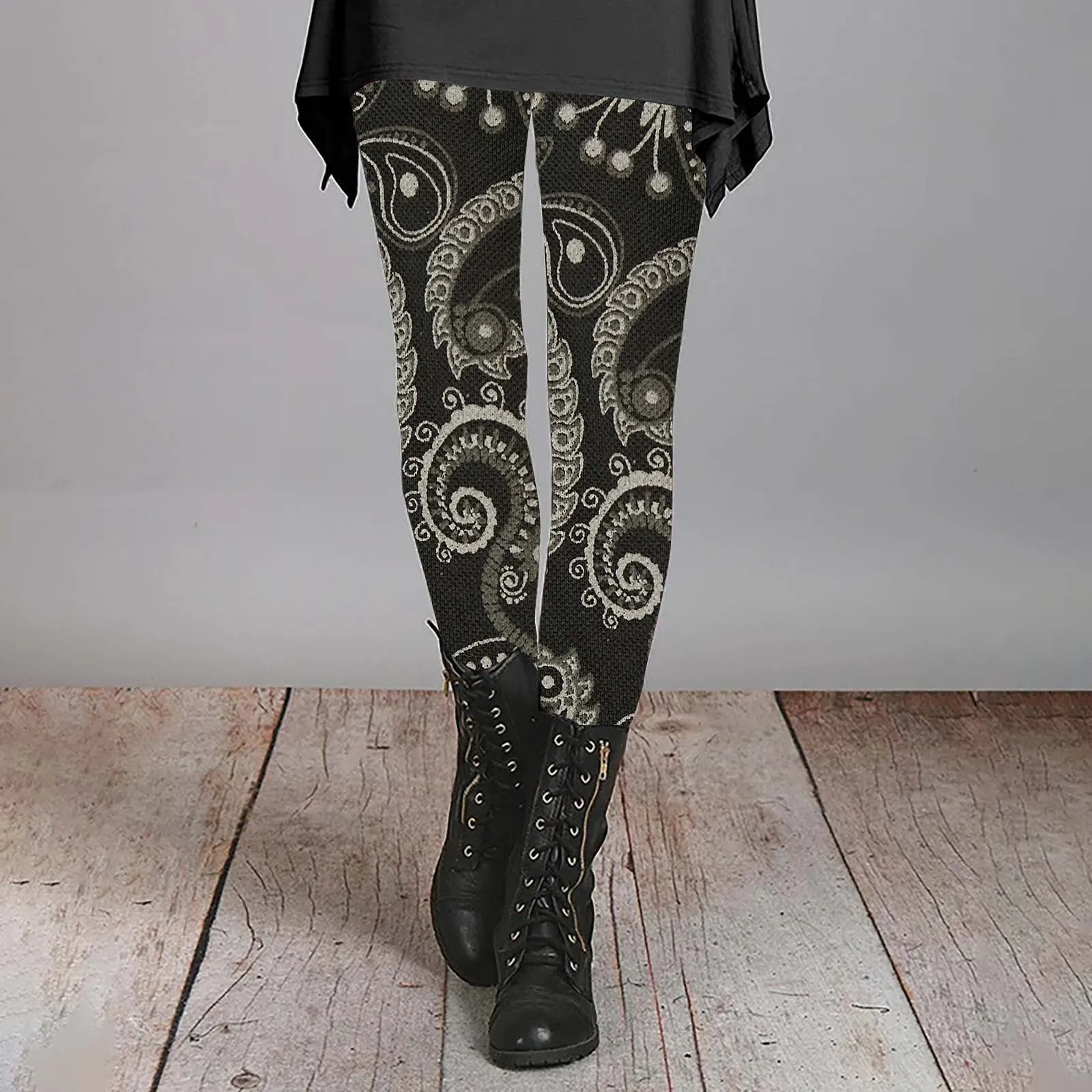 Women's Autumn And Winter Leggings Artistic Splash Printed Soft Stretchy Pants