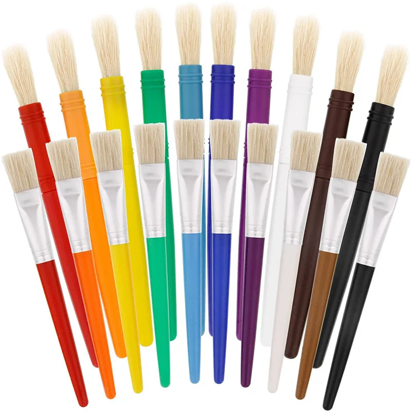 Short Handle Paint Brushes Paint Brush Kids Handle Hog Bristle Paint Brush 5/10pcs