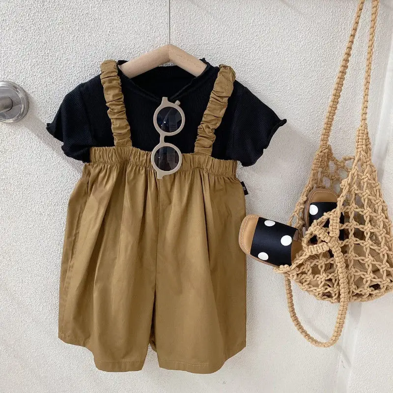 

2022 new Summer Baby Boys Girls Kids Cute POLO T Shirts+overalls Set Clothing Birthday Clothes Sets Children Casual Wear
