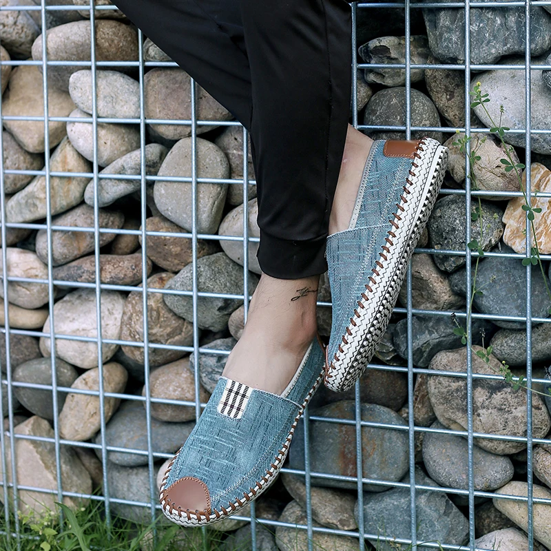 Summer Men Espadrilles Shoes Spring Canvas Shoes Breathable Men's Casual Shoes Slip-On Shoes Espadrilles Footwear Flats Big Size 4