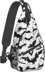 Halloween Bats Gothic Sling Bag for Women Men Funny Halloween Crossbody Shoulder Bags Adjustable Casual Daypacks Chest Bag