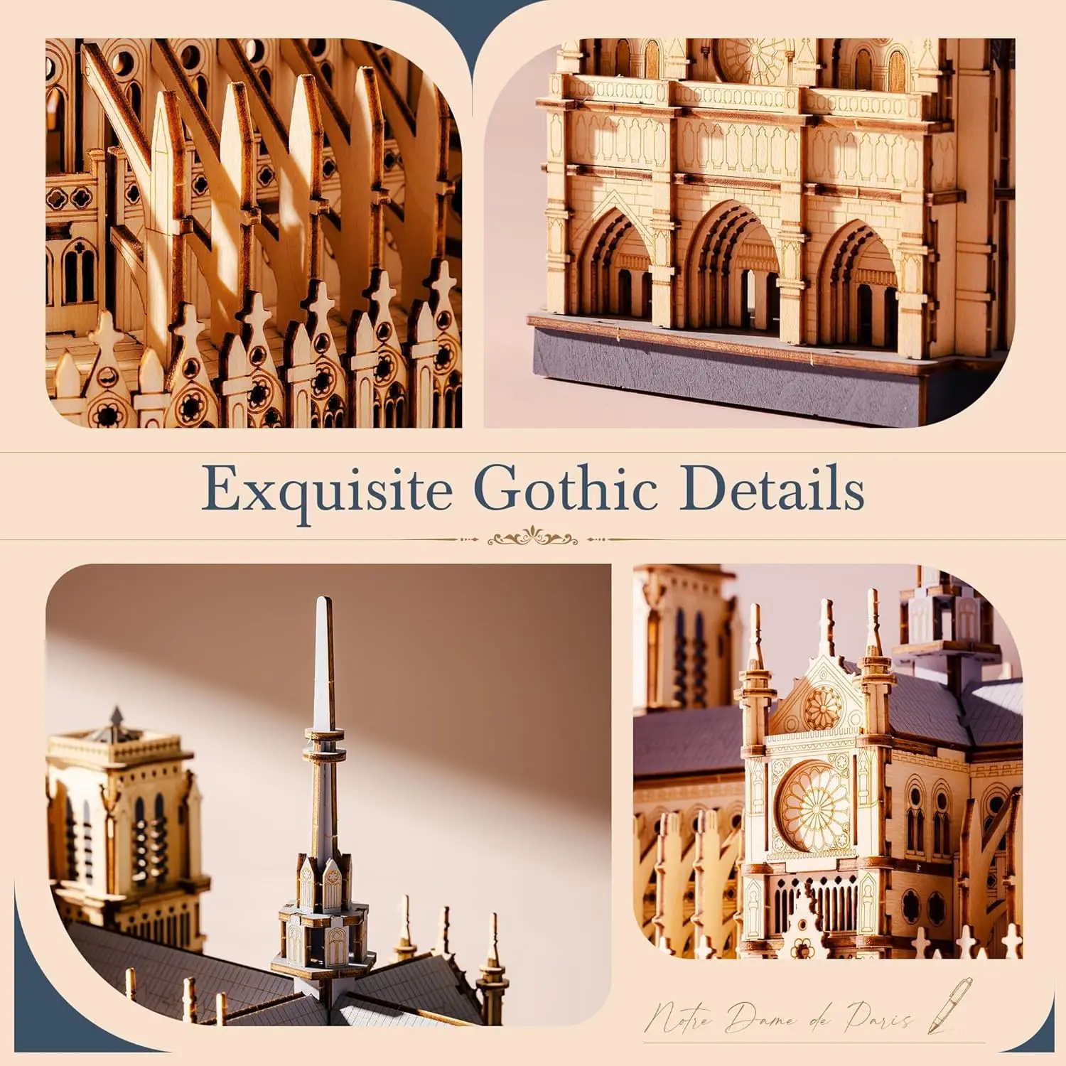 Robotime Rokr 3D Puzzle Paris Cathedral Wooden Model Kit for Adults to build DIY Toy Building Construction Craft Kits Ideal Gift 2