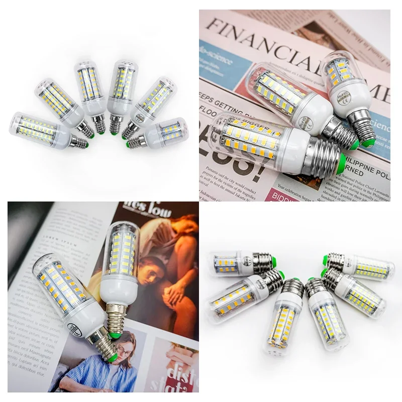 LED Bulb E27 E14 SMD 5730 220V Corn Light 24 36 56 72 LEDs Energy Saving Lamp Chandelier Home Lighting