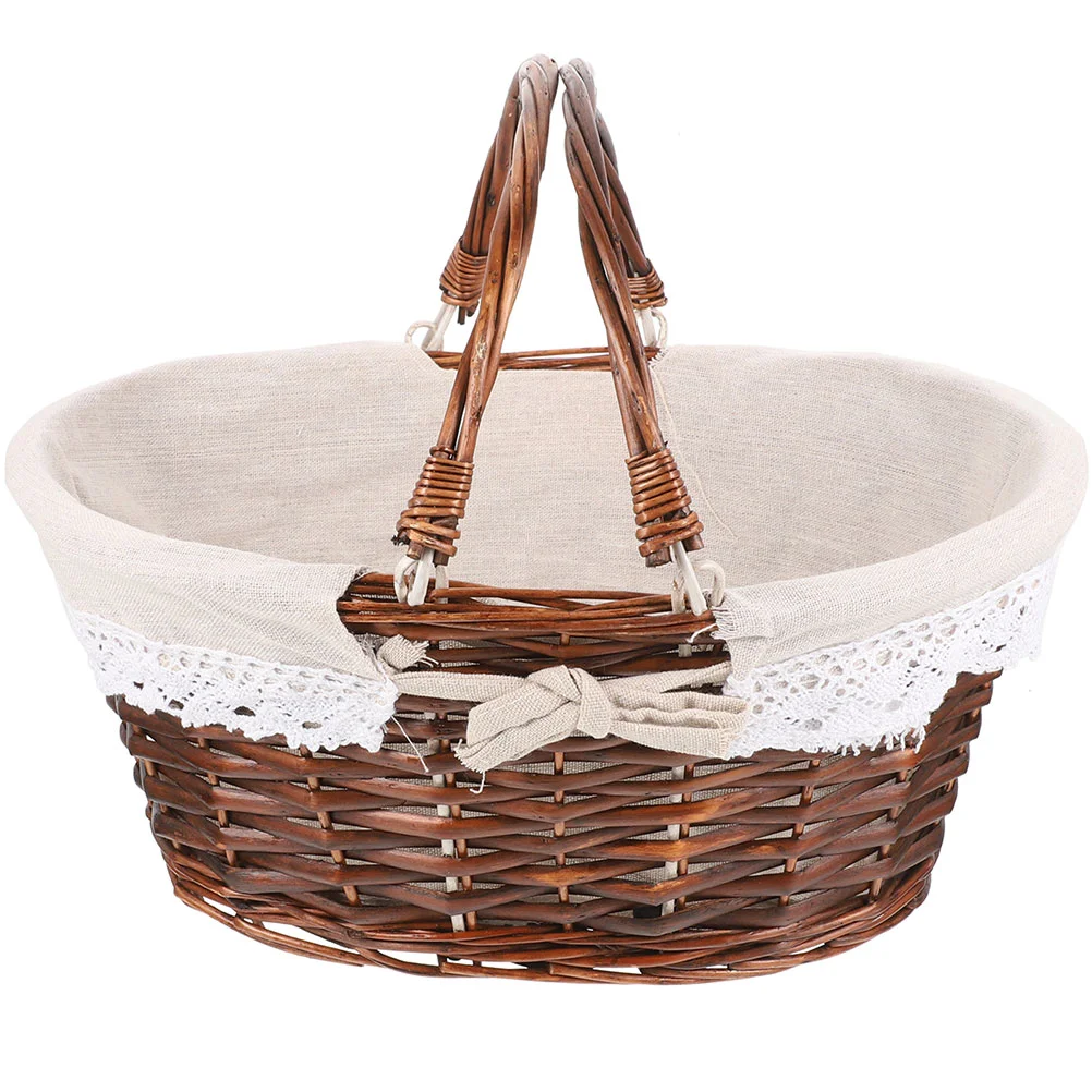 

Picnic Basket with Handle Woven Basket Fruits Basket Wicker Storage Basket Fruits Storage Basket
