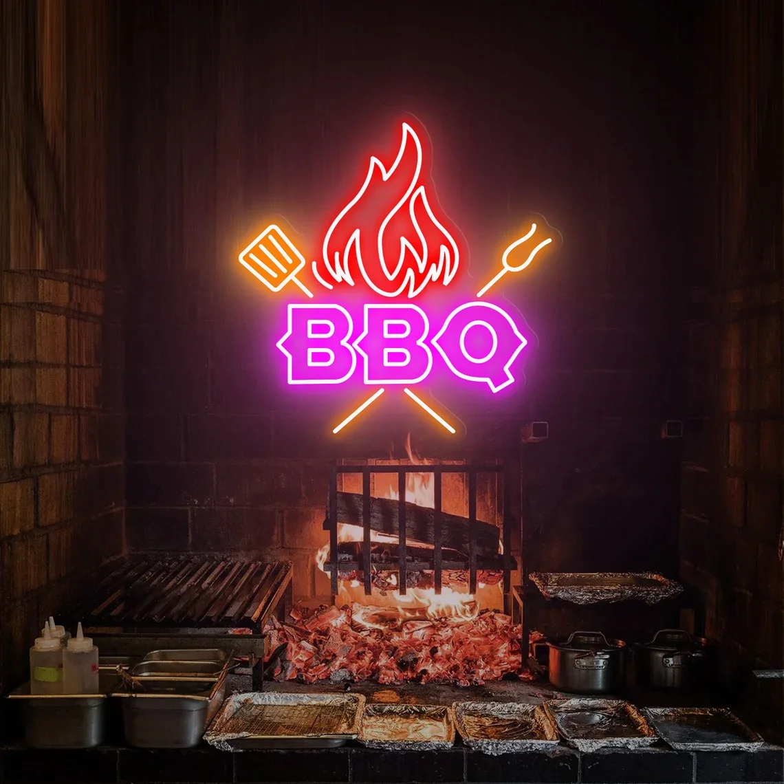 BBQ Neon Signs Barbecue Beer Bar Club Wall Decor Hanging Wedding Sign Birthday Gift Bedroom Game Room Neon