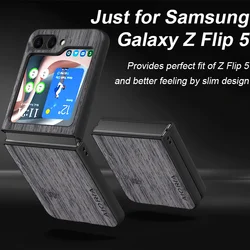 Bamboo Wood Pattern Leather Case for Samsung Galaxy Z Flip Series (Dark Gray)