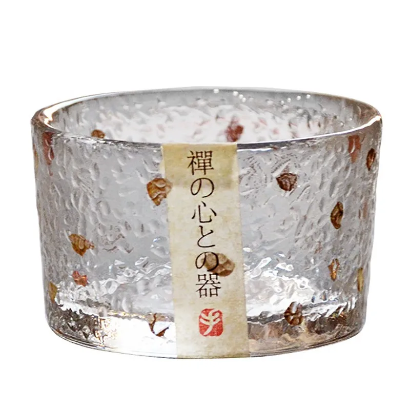 Japanese Gold Hammered Glass Ins Style Kung Fu Tea Gold Rimmed Sake Cup Master Tea Bowl Set Home Kitchenware tea cup,glass tea set