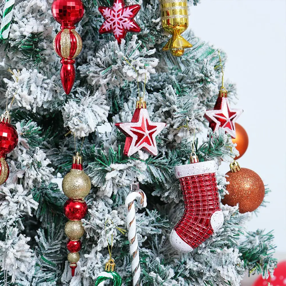 

3/6Pcs Decor Star Christmas Stocking Small Bauble Christmas Tree Ornament Hanging Tree Pendants Mini Candy Cane