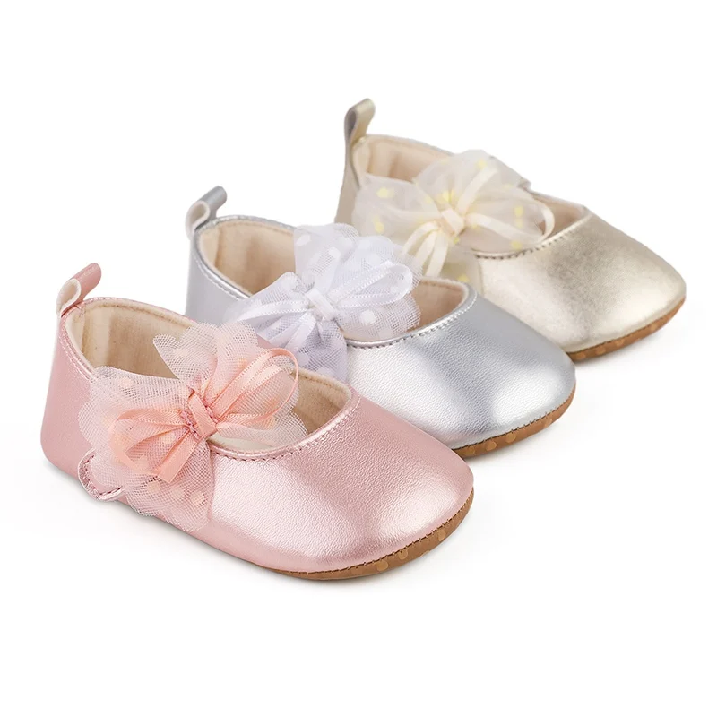 

Baywell Baby Shoes Newborn Girl Princess PU Toddler Shoes Retro Lace Bowknot Soft Sole Anti-Slip First Walkers Shoes 0-18M