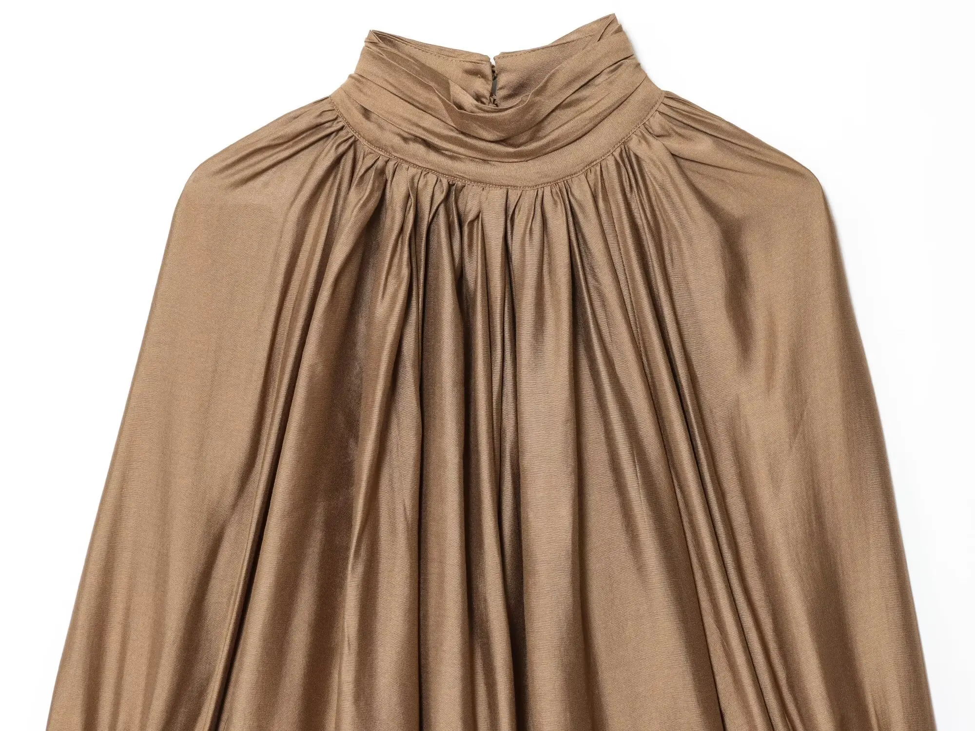 2025 Autumn Women's Top New Fall Solid Color Long-Sleeved Draped Decorative Top Sense of Luxury Elegant Personality Fashion