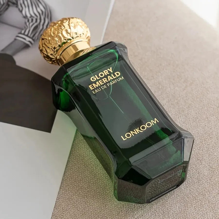 Lonkoom Glory Emerald Eau De Parfum (100 ml): a Unisex Oriental Citrus Fragrance That Combines Citrus Notes with Amber and Rose Accords, with a Base of Agarwood and Musk.
