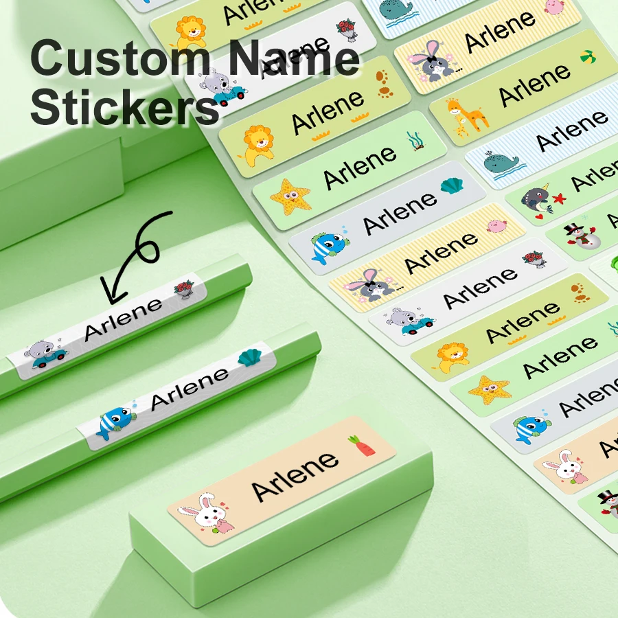 name stickers, personalized labels, waterproof office supplies labels, school stationery, water bottles, toys, large
